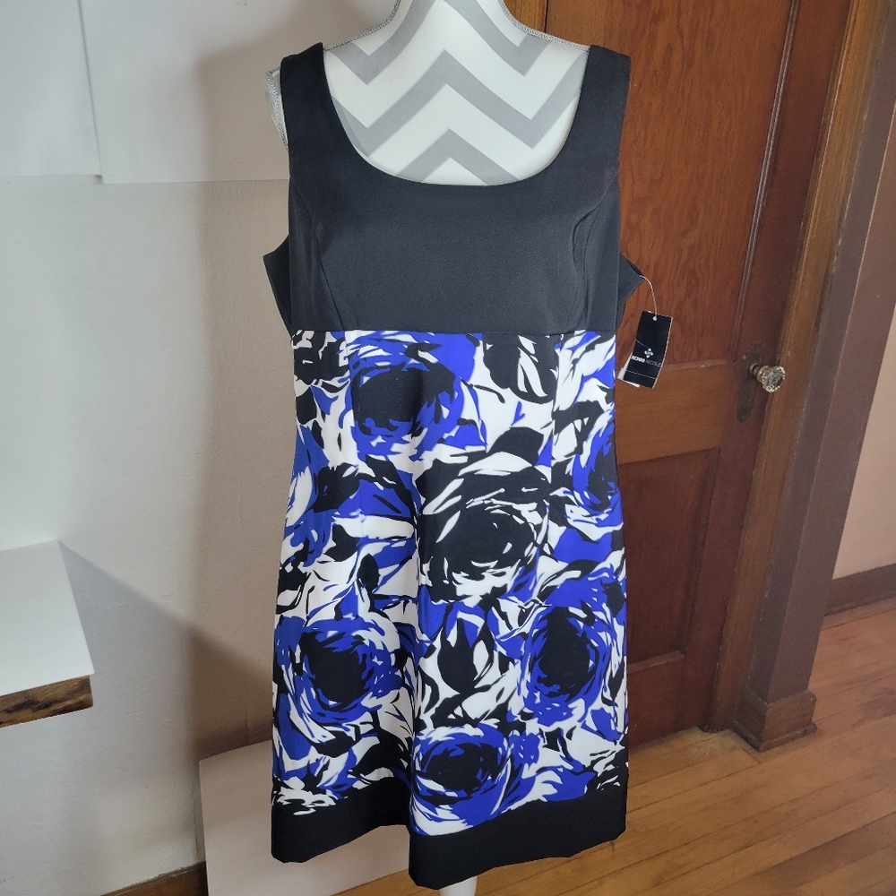 NWT Ronni Nicole Black and blue Floral Tank Dress Size 18 - Picture 2 of 11